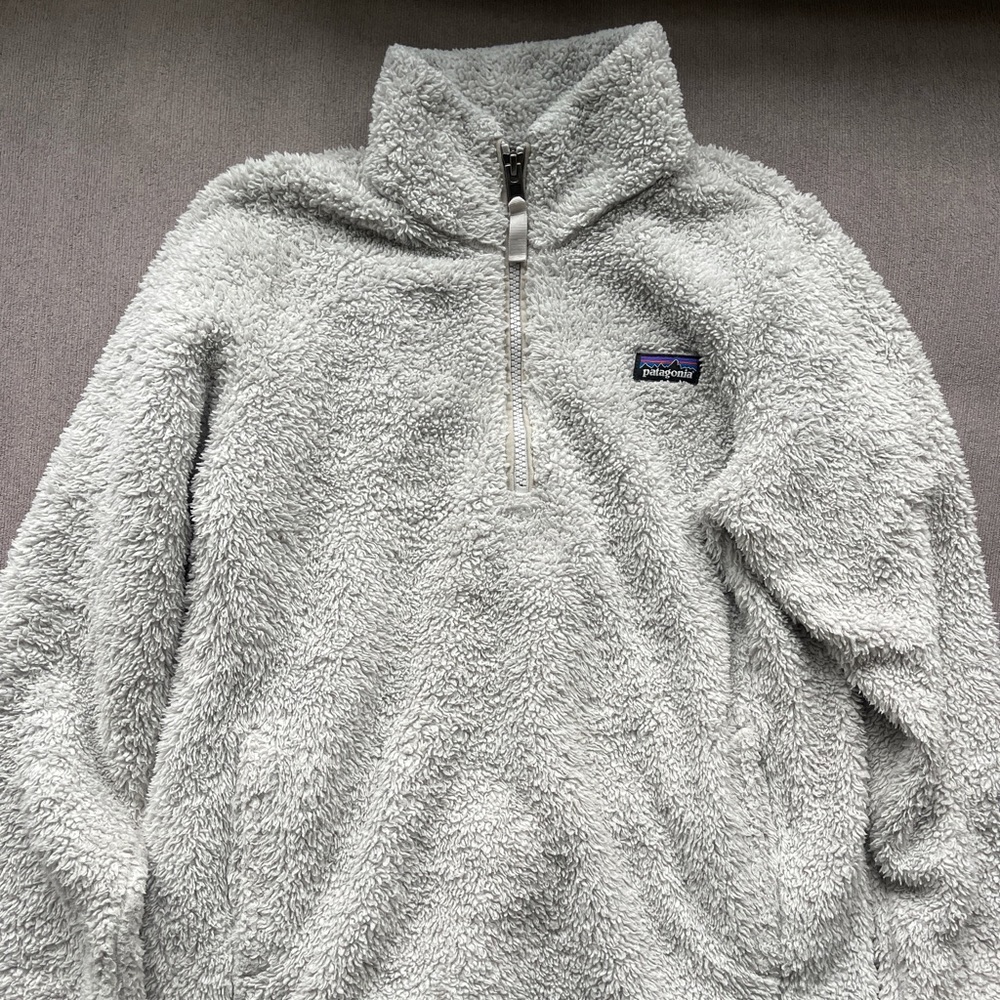 Patagonia Synchilla Fleece light gray white kids size 12 girls